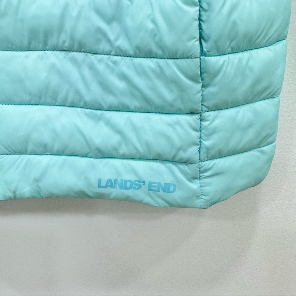 Lands End Girls blue green Primaloft Puffer Coat Jacket Full Zip Sz 10/12 - Picture 3 of 5